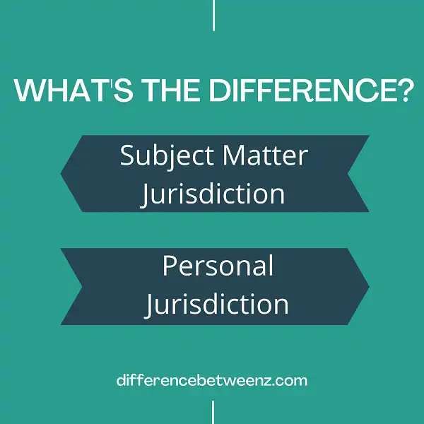 Difference between Subject Matter Jurisdiction and Personal Jurisdiction