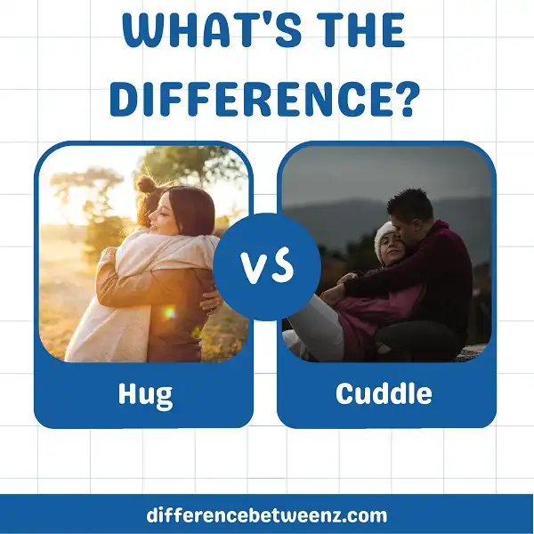 Difference between Hug and Cuddle - Difference Betweenz