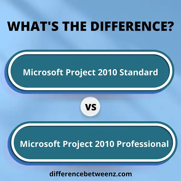 Difference between Microsoft Project 2010 Standard and Professional