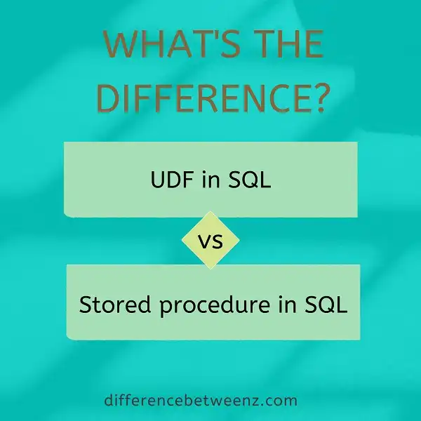 Difference between UDF and stored procedure in SQL