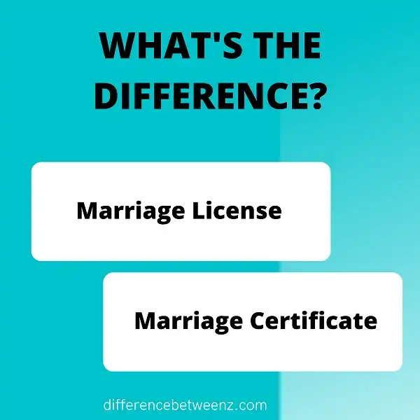 Differences between a Marriage License and a Marriage Certificate