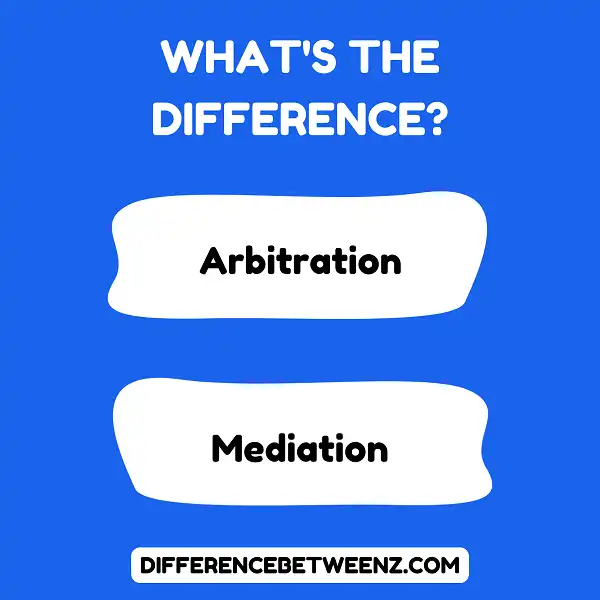 Difference between Arbitration and Mediation