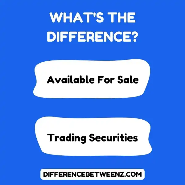 Difference between Available For Sale and Trading Securities